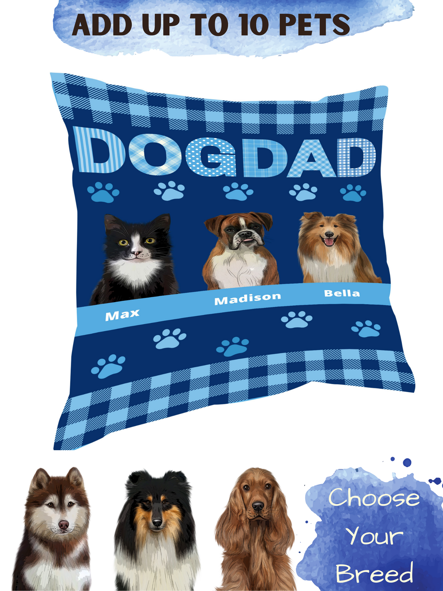 Personalized DOG DAD Pillow