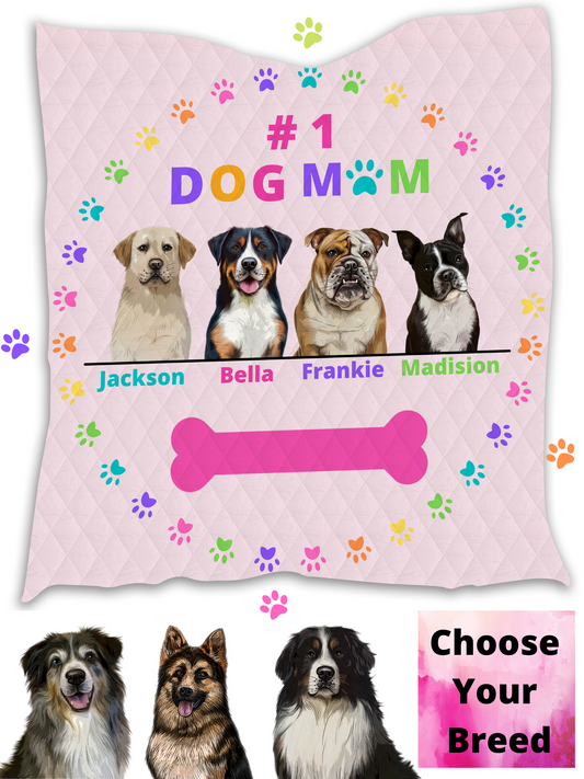 Personalized Dog Cat Pet #1 MOM  Quilt 1-4 Pets