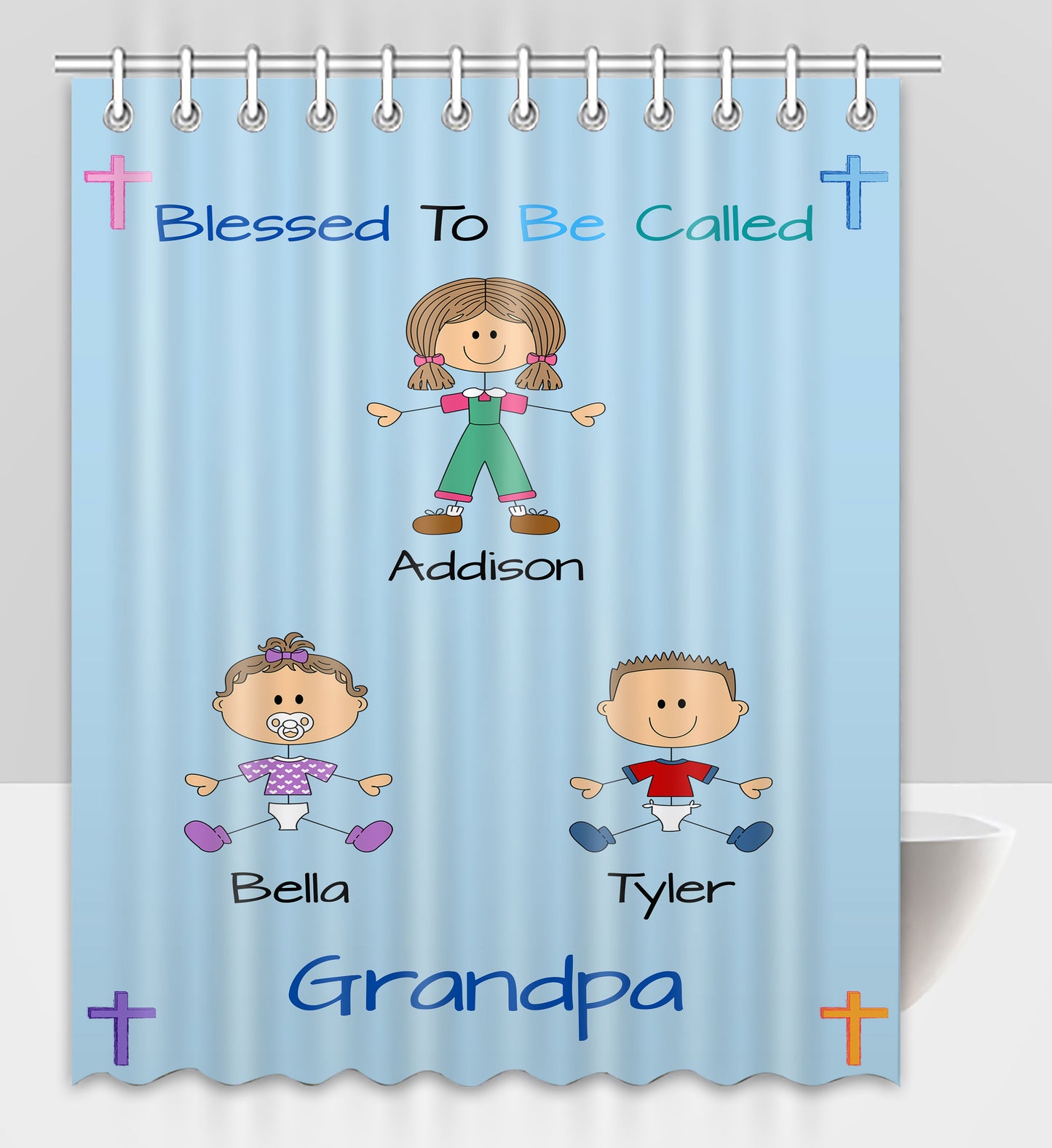 Personalized Blessed to be Called Dog Cat Pets Grandpa, Uncle, Dad, Husband or Brother Shower Curtain