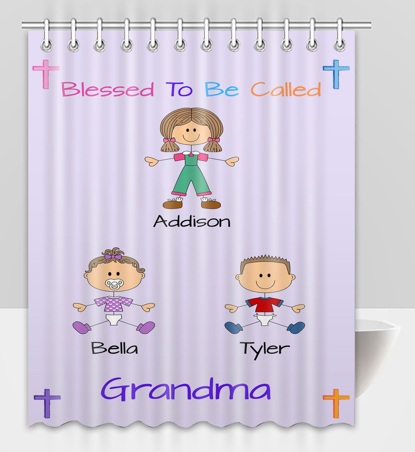 Personalized Blessed to be Called Dog Cat Pets Grandma, Aunt, Mom, Wife or Sister Shower Curtain
