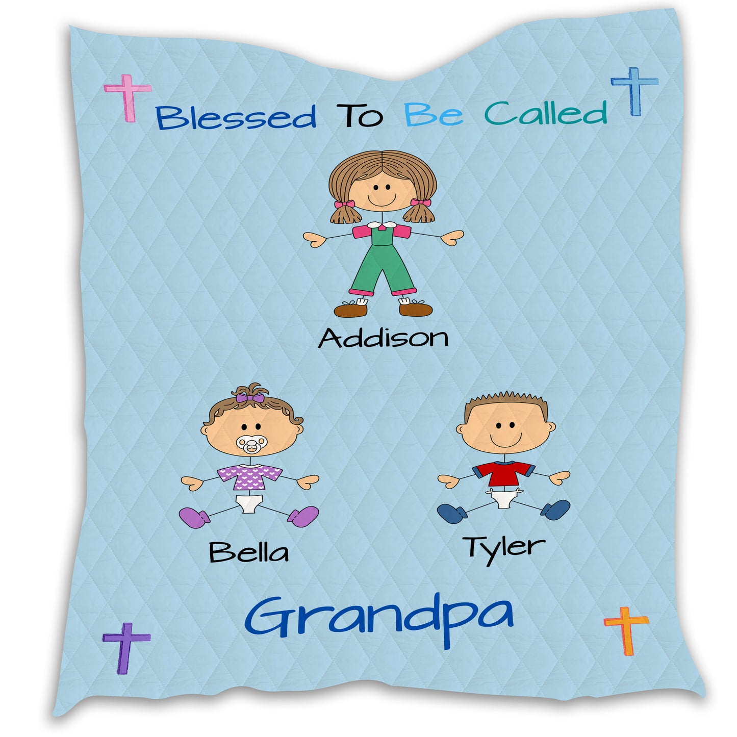 Personalized Blessed to be Called Dog Cat Pets Grandpa, Uncle, Dad, Husband or Brother Quilt