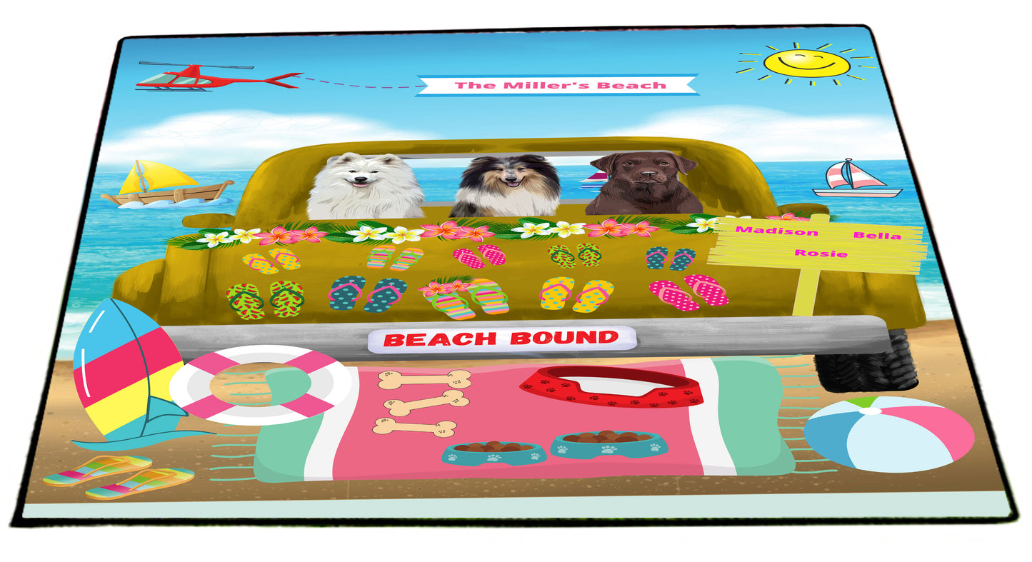 Personalized Beach Bound Dog Cat Pets Floormat 1 to 5 Pets