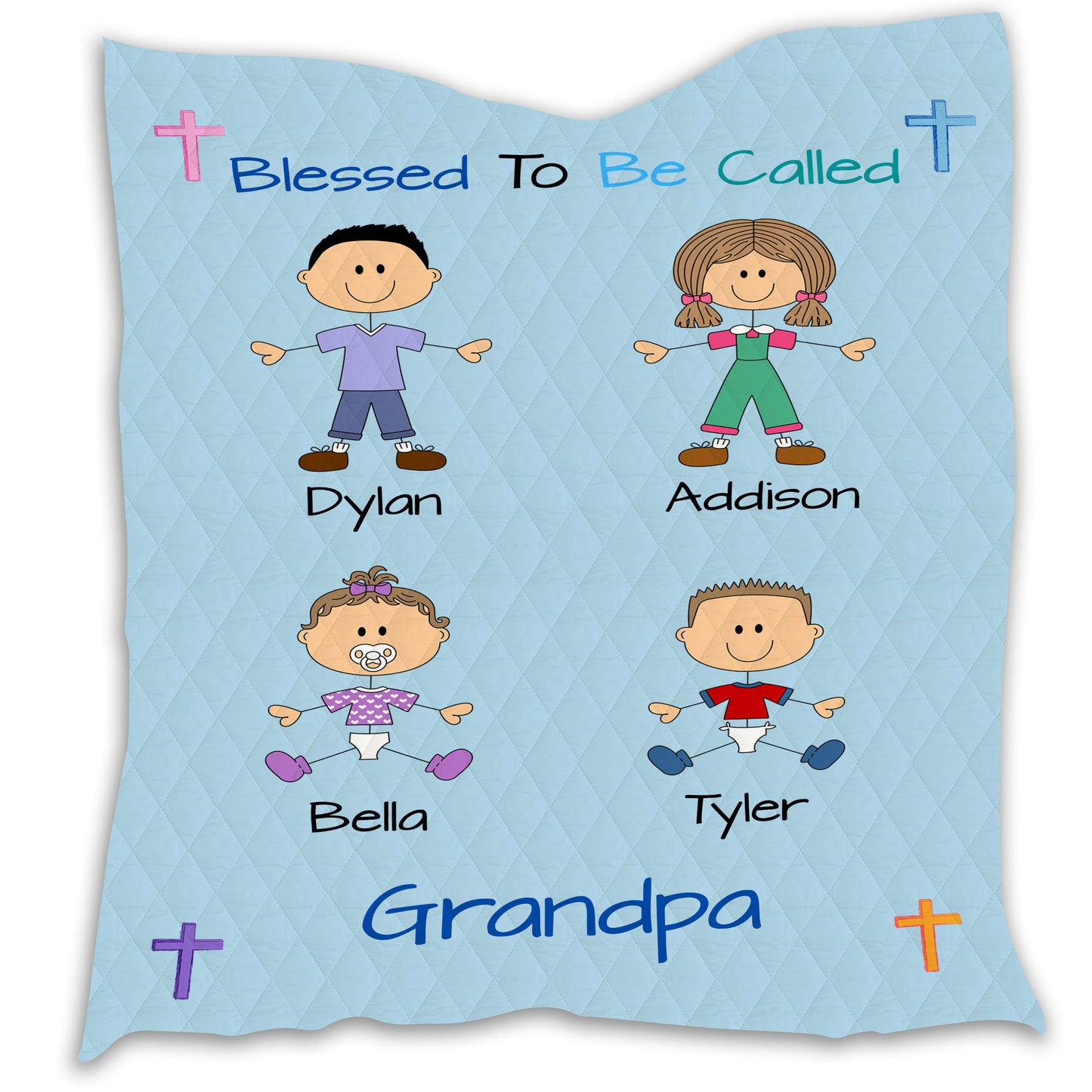 Personalized Blessed to be Called Dog Cat Pets Grandpa, Uncle, Dad, Husband or Brother Quilt