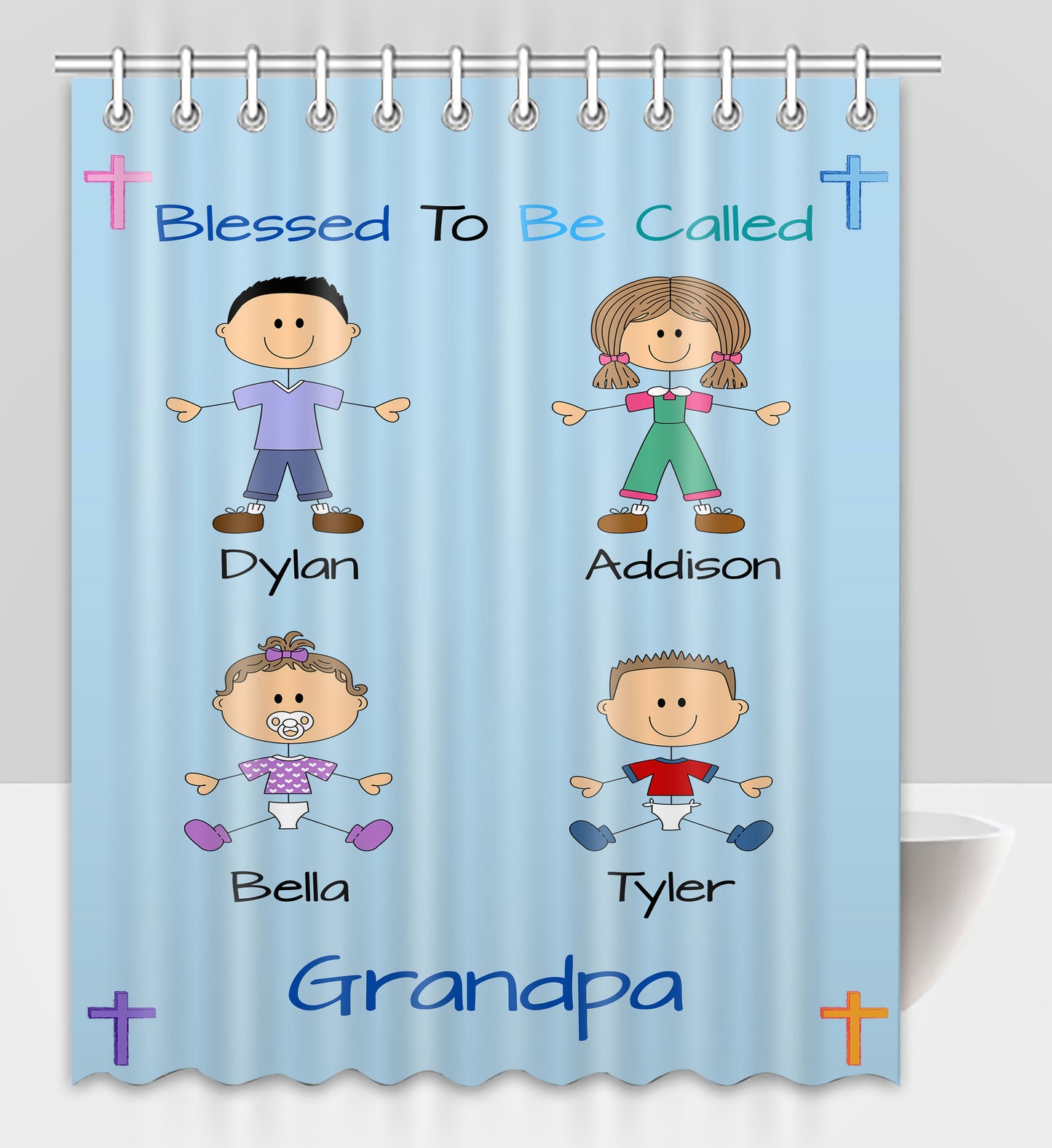 Personalized Blessed to be Called Dog Cat Pets Grandpa, Uncle, Dad, Husband or Brother Shower Curtain