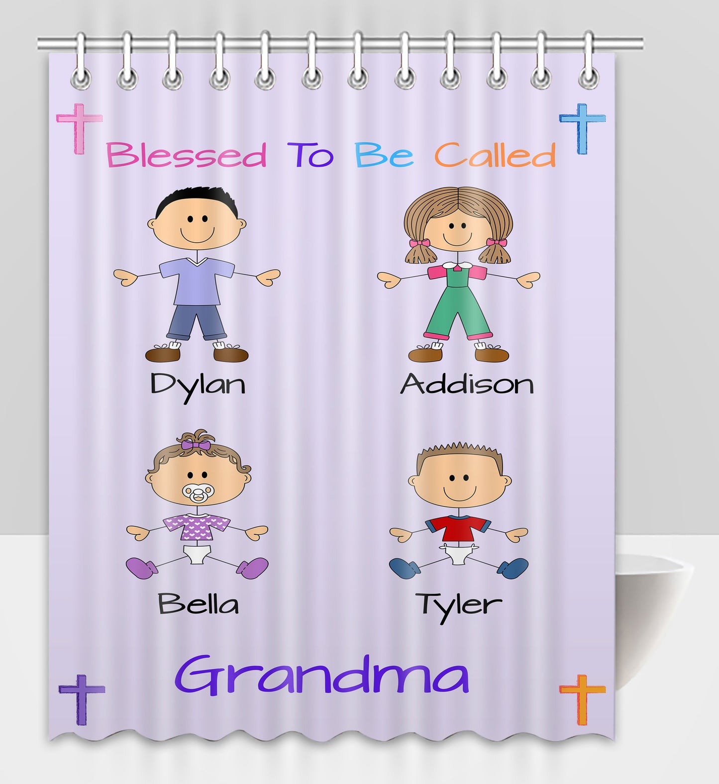 Personalized Blessed to be Called Dog Cat Pets Grandma, Aunt, Mom, Wife or Sister Shower Curtain