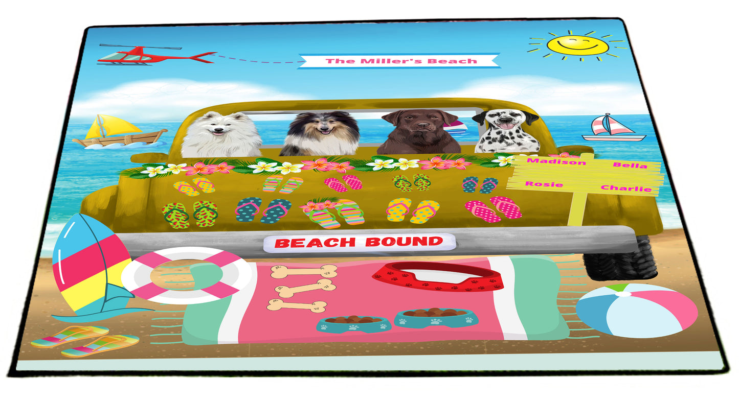Personalized Beach Bound Dog Cat Pets Floormat 1 to 5 Pets