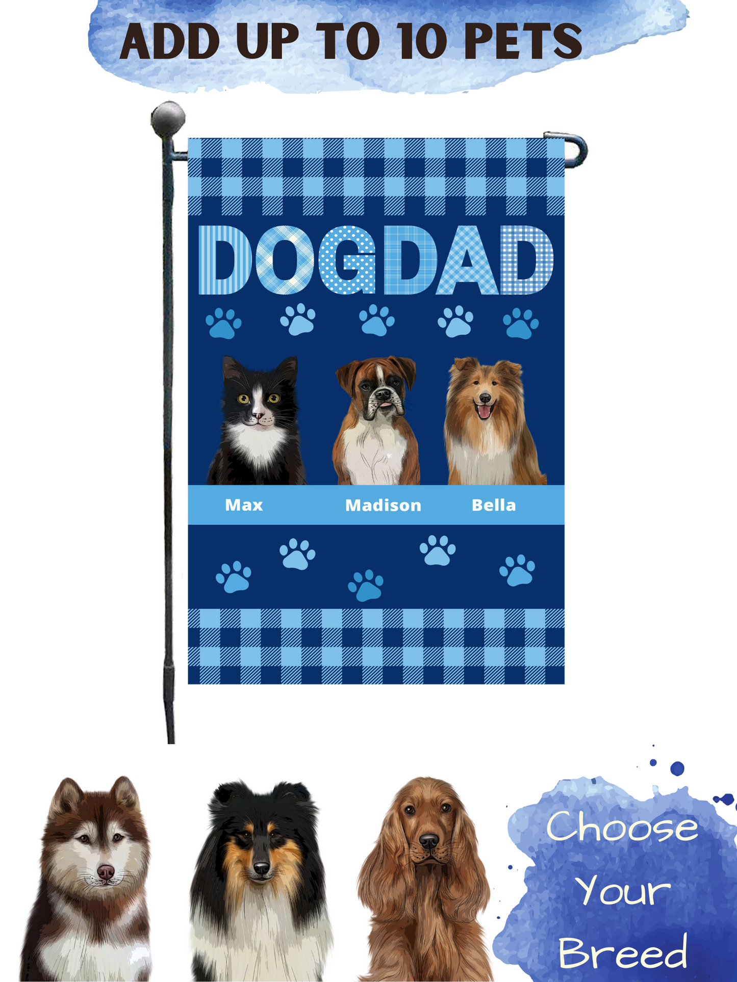 Personalized Dog DAD Garden Flag