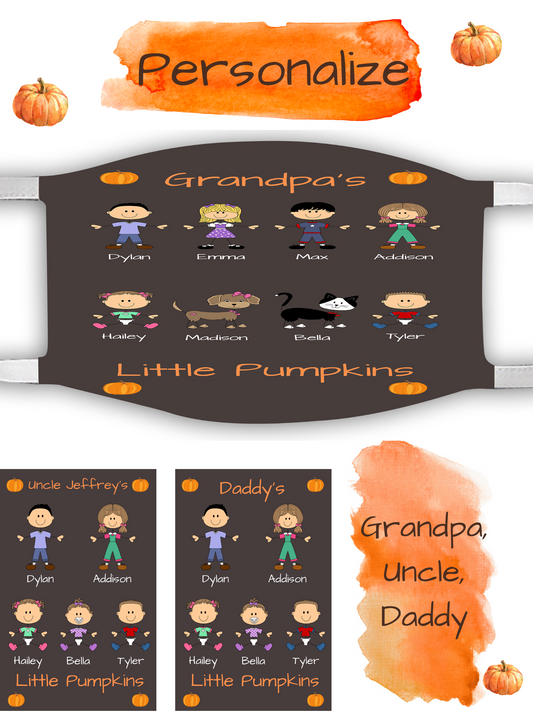 Personalized Dog Cat Pets Grandpa, Uncle, Dad, Husband or Brother's Little Pumpkins Face Mask