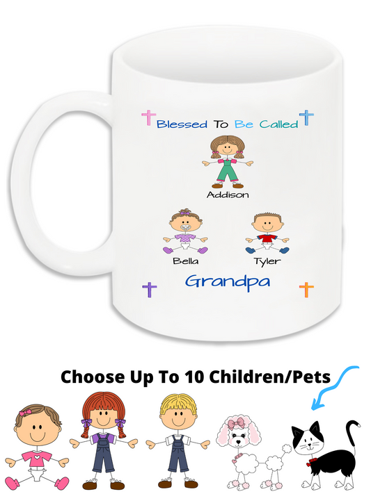 Personalized Blessed To Be Called Dog Cat Pets Grandpa, Uncle, Dad, Husband or Brother 11 OZ Coffee Mug