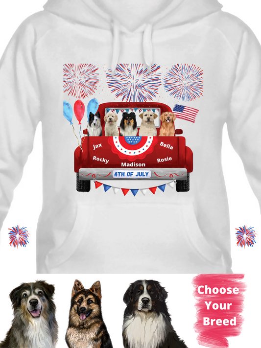Personalized 4th of July Independence Dog Cat Pets Pullover Hoodies 1 to 5 Pets