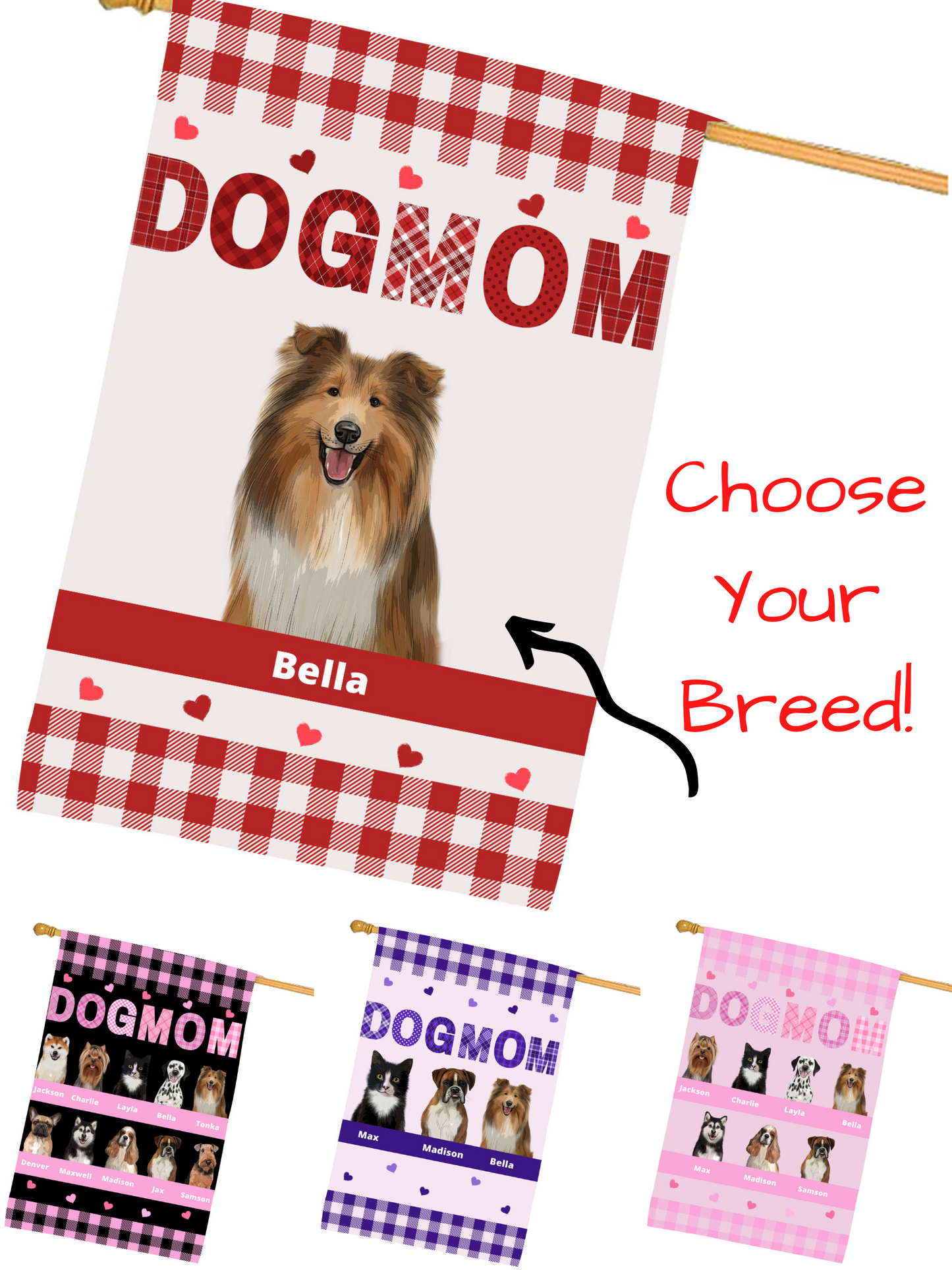 Personalized Dog MOM House Flag