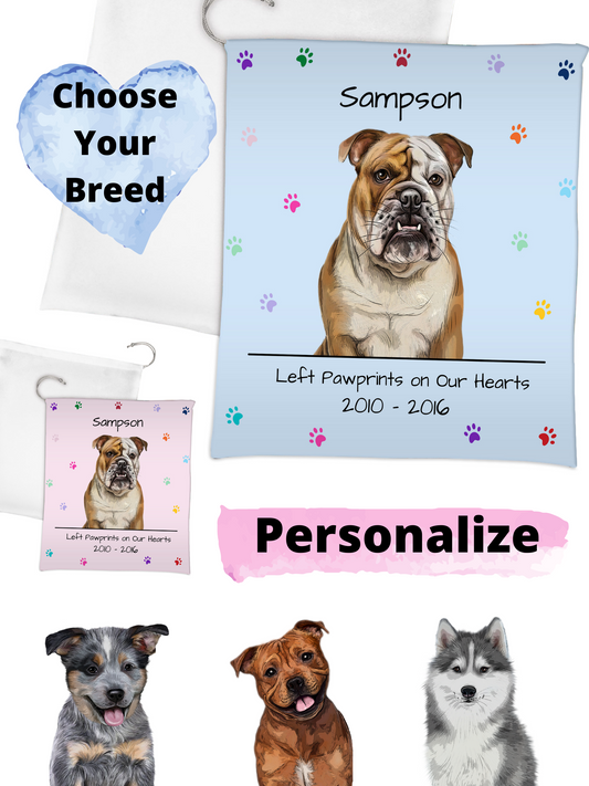 Personalized Cat Dog Pet Rainbow Pawprint Memorial Gift Bag