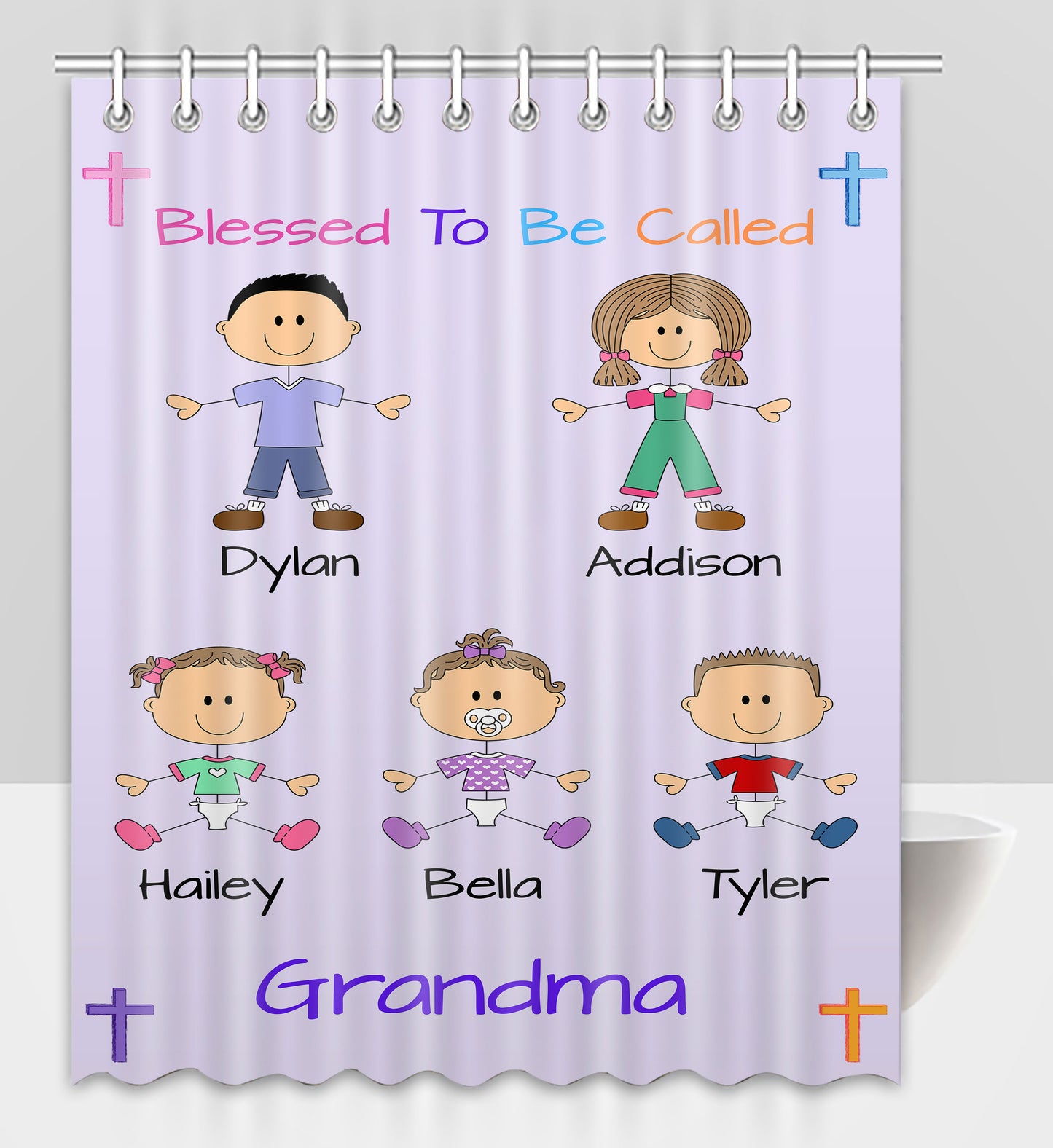 Personalized Blessed to be Called Dog Cat Pets Grandma, Aunt, Mom, Wife or Sister Shower Curtain