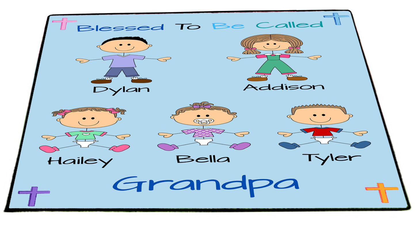Personalized Blessed To be Called Dog Cat Pets Grandpa, Uncle, Dad, Husband or Brother Floormat