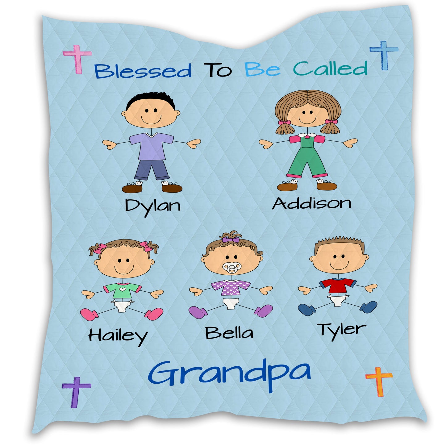 Personalized Blessed to be Called Dog Cat Pets Grandpa, Uncle, Dad, Husband or Brother Quilt