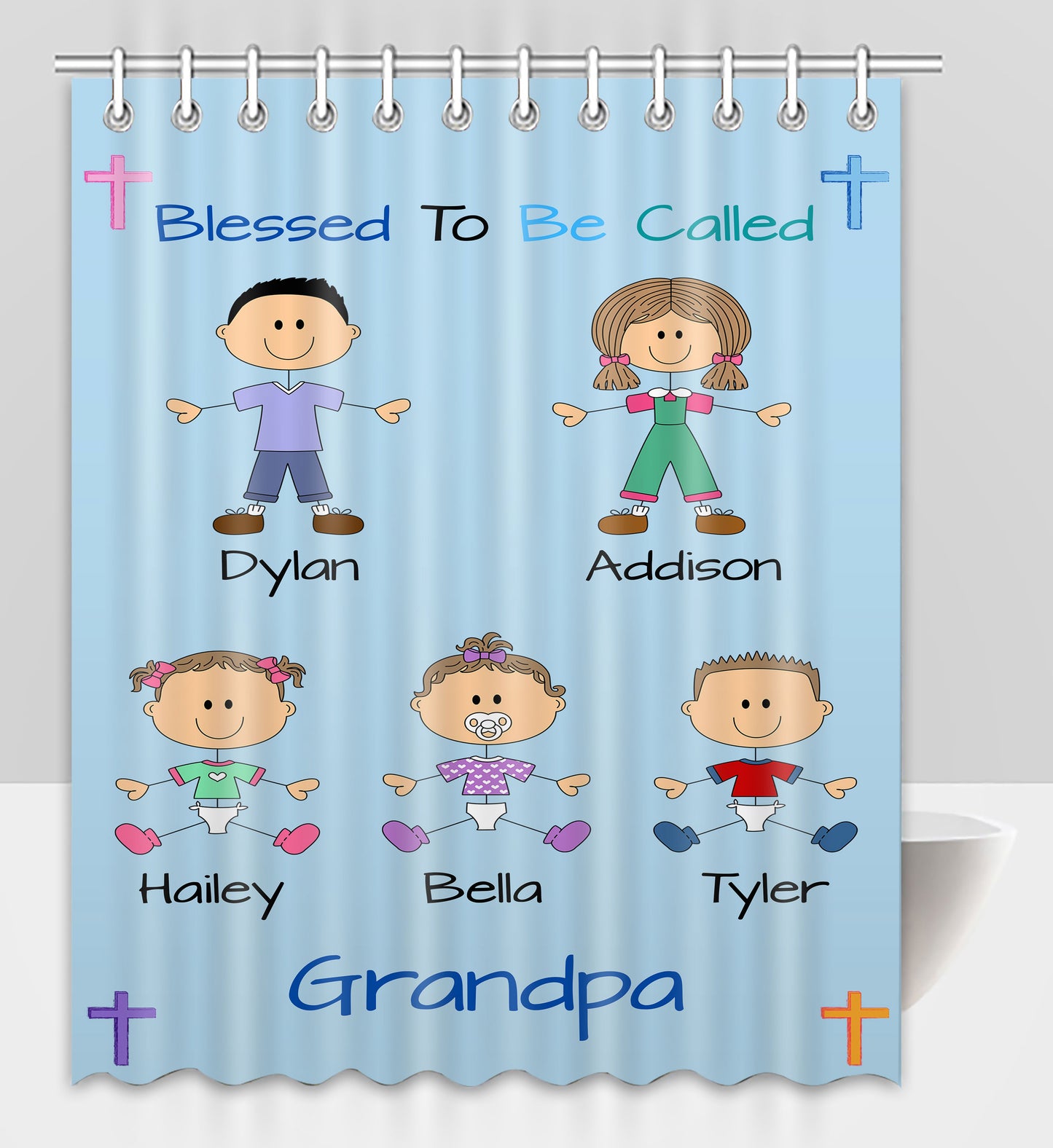Personalized Blessed to be Called Dog Cat Pets Grandpa, Uncle, Dad, Husband or Brother Shower Curtain