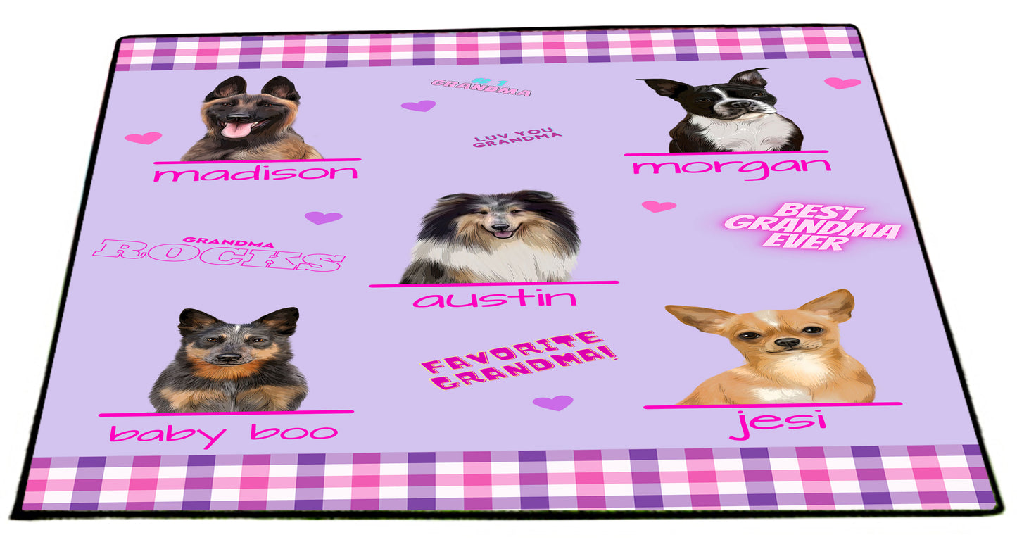 Personalized Favorite Grandma Dog Cat Pets Floormat 1 to 5 Pets