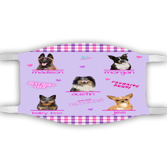Personalized Favorite Aunt Dog Cat Pets Face Mask 1 to 5 Pets