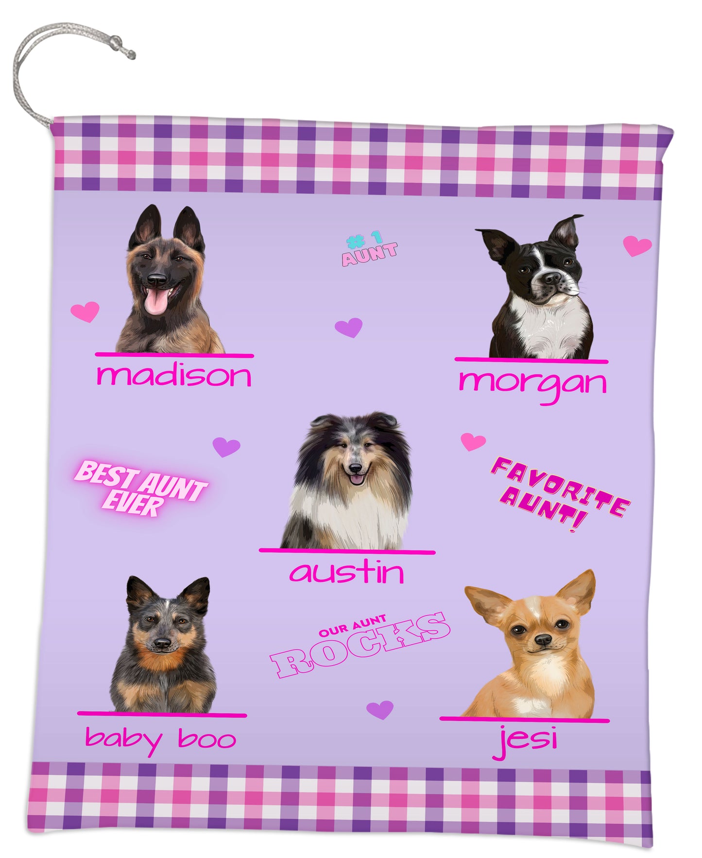 Personalized Favorite Aunt Dog Cat Pets Gift Bag 1-5 Pets