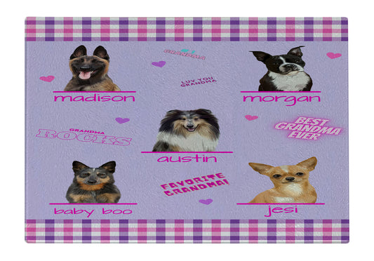 Personalized Favorite #1 Grandma Rocks Dog Cat Pets Glass Cutting Board