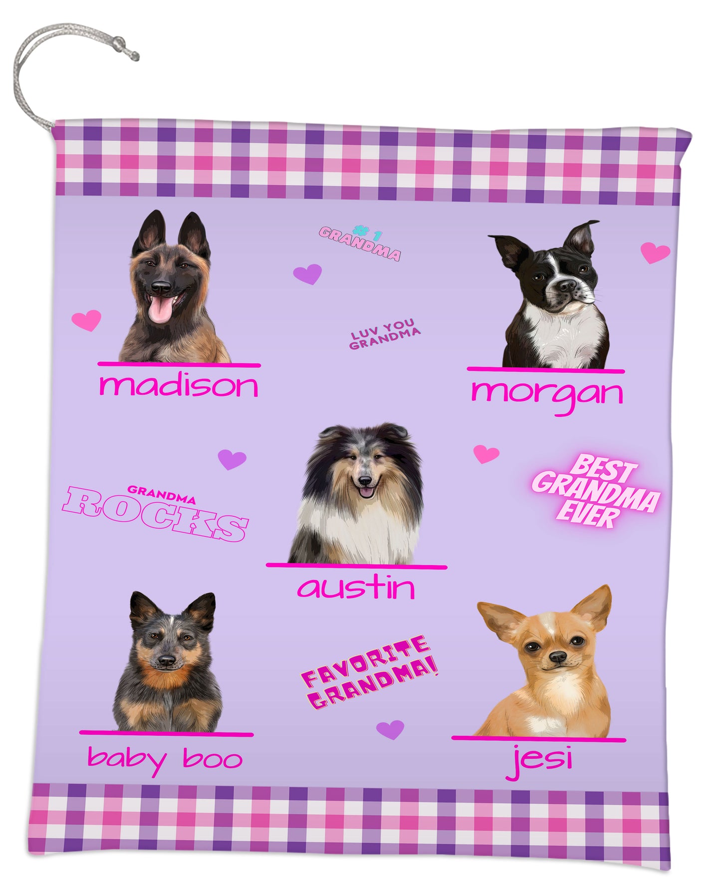 Personalized Favorite Grandma Dog Cat Pets Gift Bag 1-5 Pets