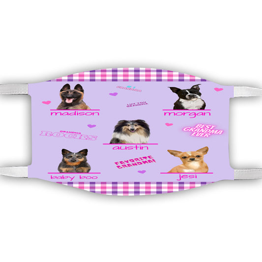 Personalized Favorite Grandma Dog Cat Pets Face Mask 1 to 5 Pets