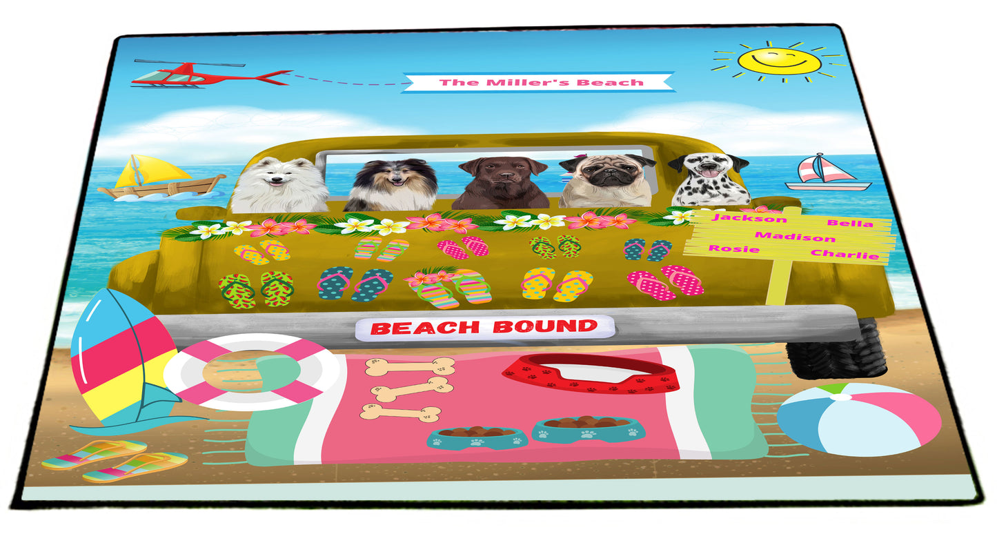 Personalized Beach Bound Dog Cat Pets Floormat 1 to 5 Pets