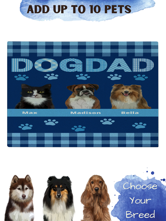 Personalized Dog DAD Cutting Board 1 to 10 Pets