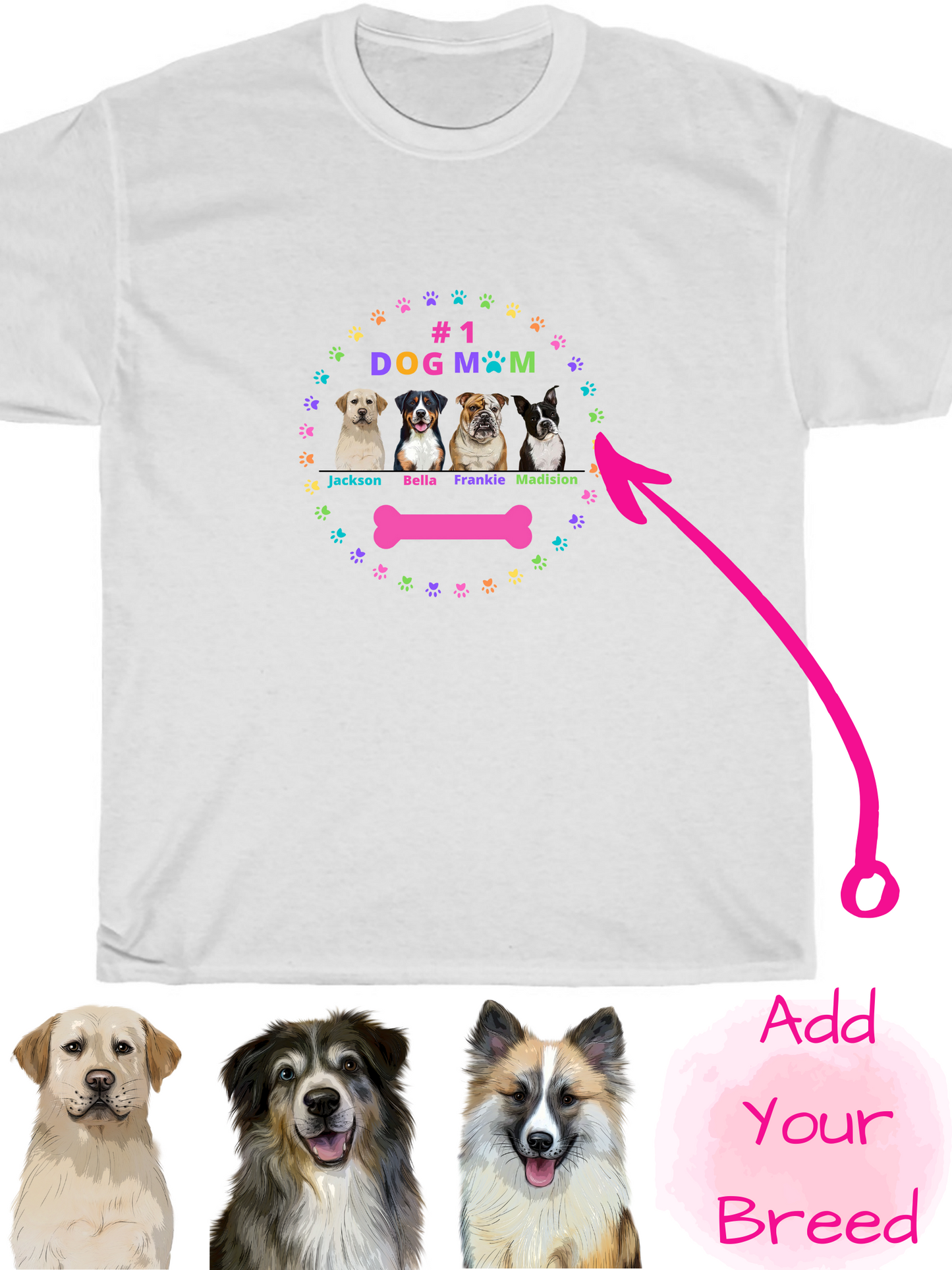 Personalized Dog Cat Pets #1 Mom Cotton T-Shirt