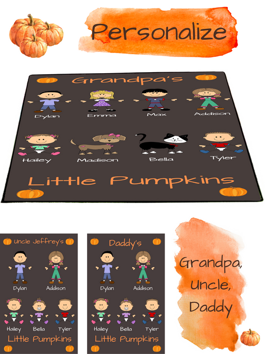 Personalized Dog Cat Pets Grandpa, Uncle, Dad, Husband or Brother's Little Pumpkins Floormat