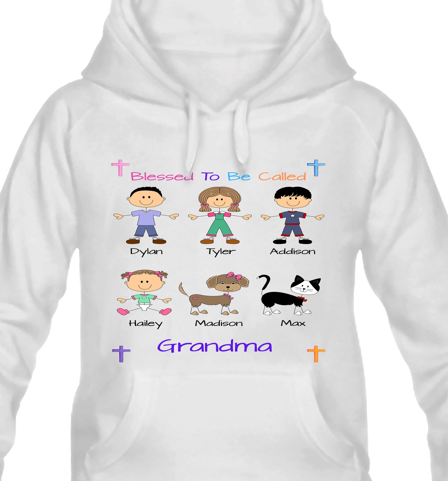 Personalized Blessed To Be Called Dog Cat Pets Grandma, Aunt, Mom, Wife or Sister Men's & Women's Hoodie