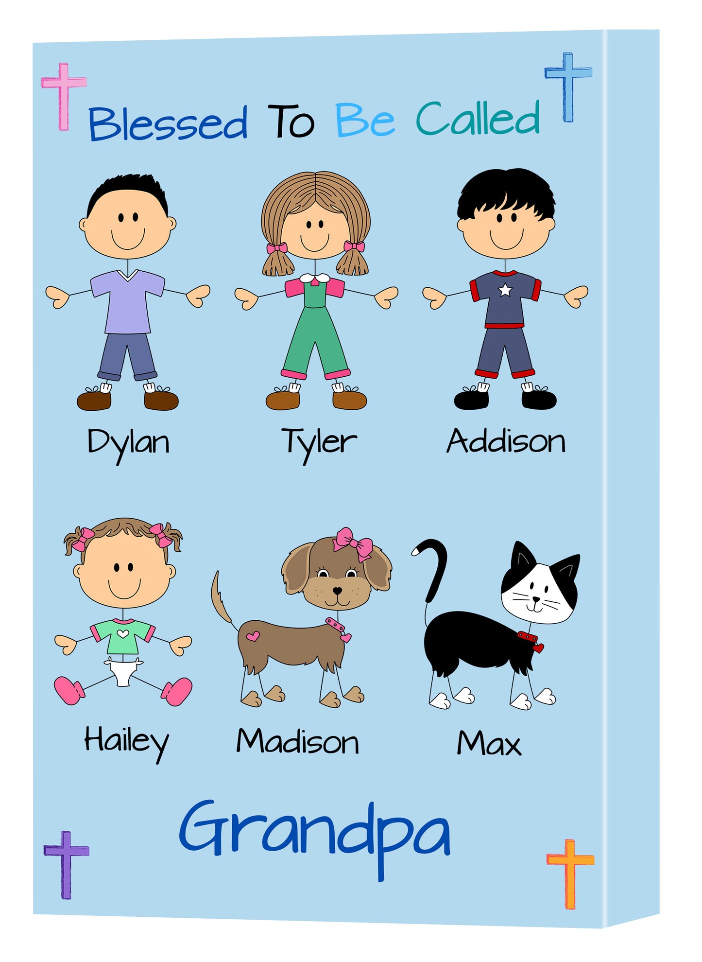 Personalized Blesses To Be Called Dog Cat Pets Grandpa, Uncle, Dad, Husband or Brother Canvas Print Wall Art Décor