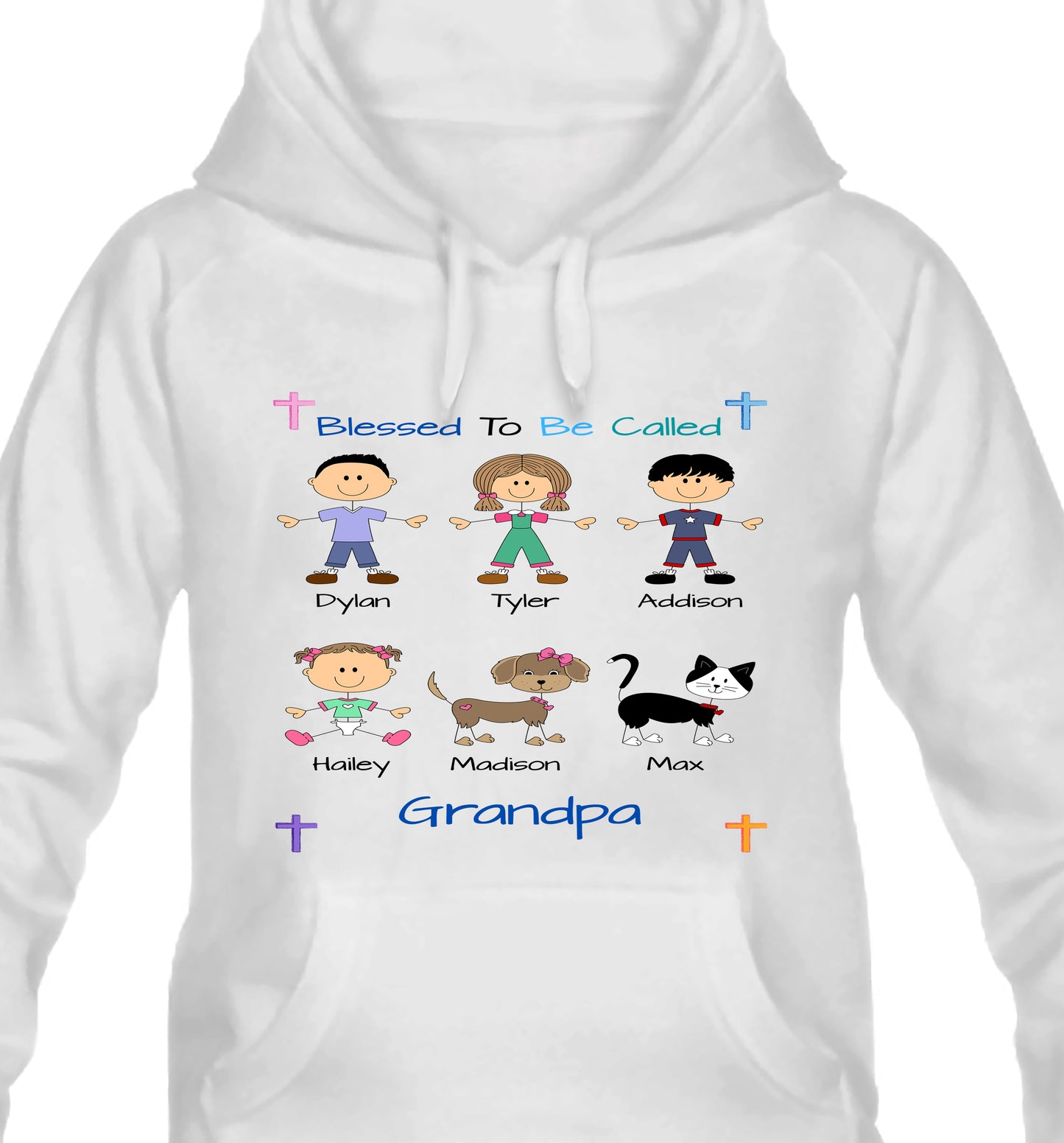 Personalized Blessed To Be Called Dog Cat Pets Grandpa, Uncle, Dad, Husband or Brother Men's & Women's Hoodie