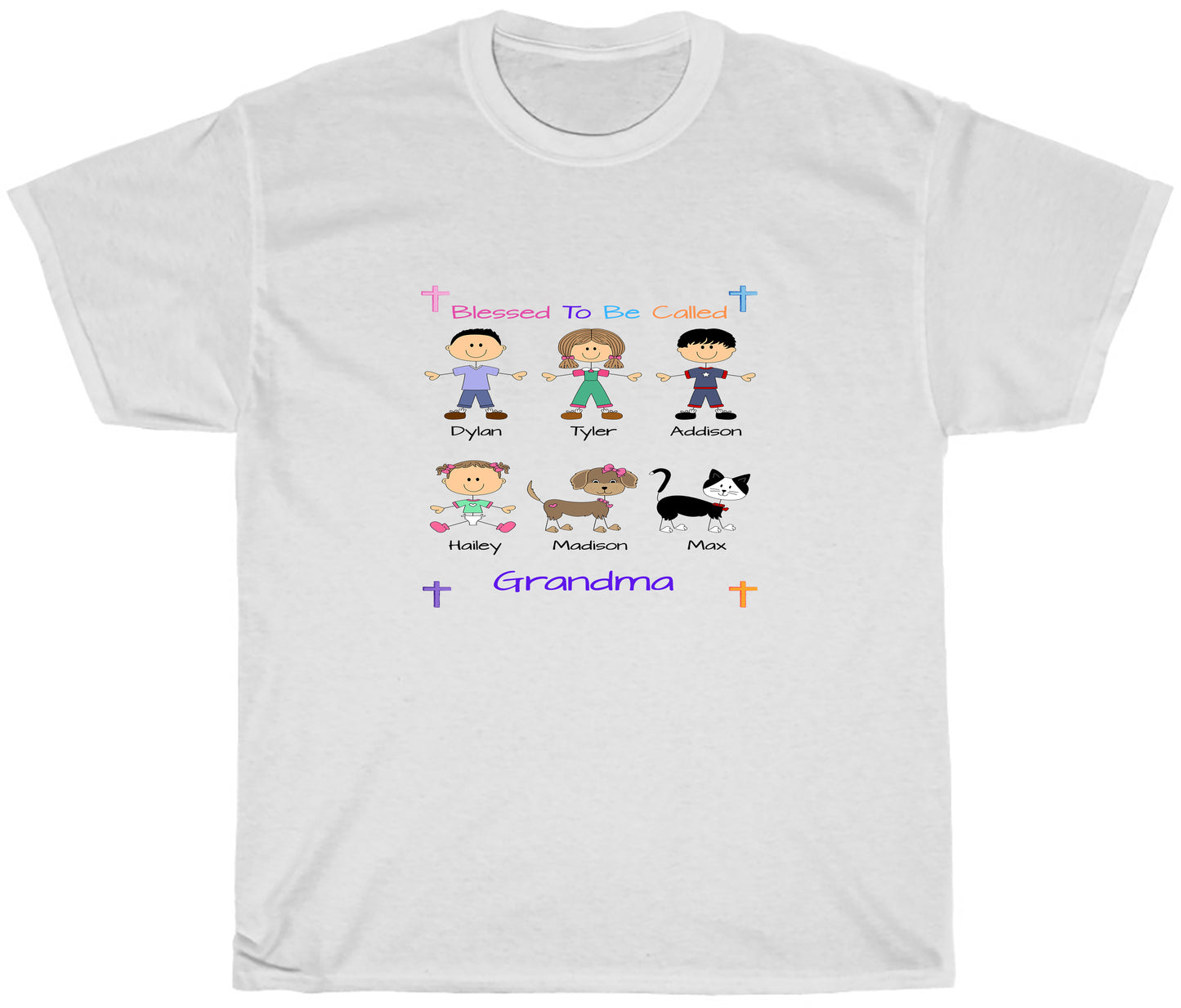 Personalized Dog Cat Pets Blessed To be Called Grandma Aunty Mom, Wife or Sister Women's Cotton T-Shirt