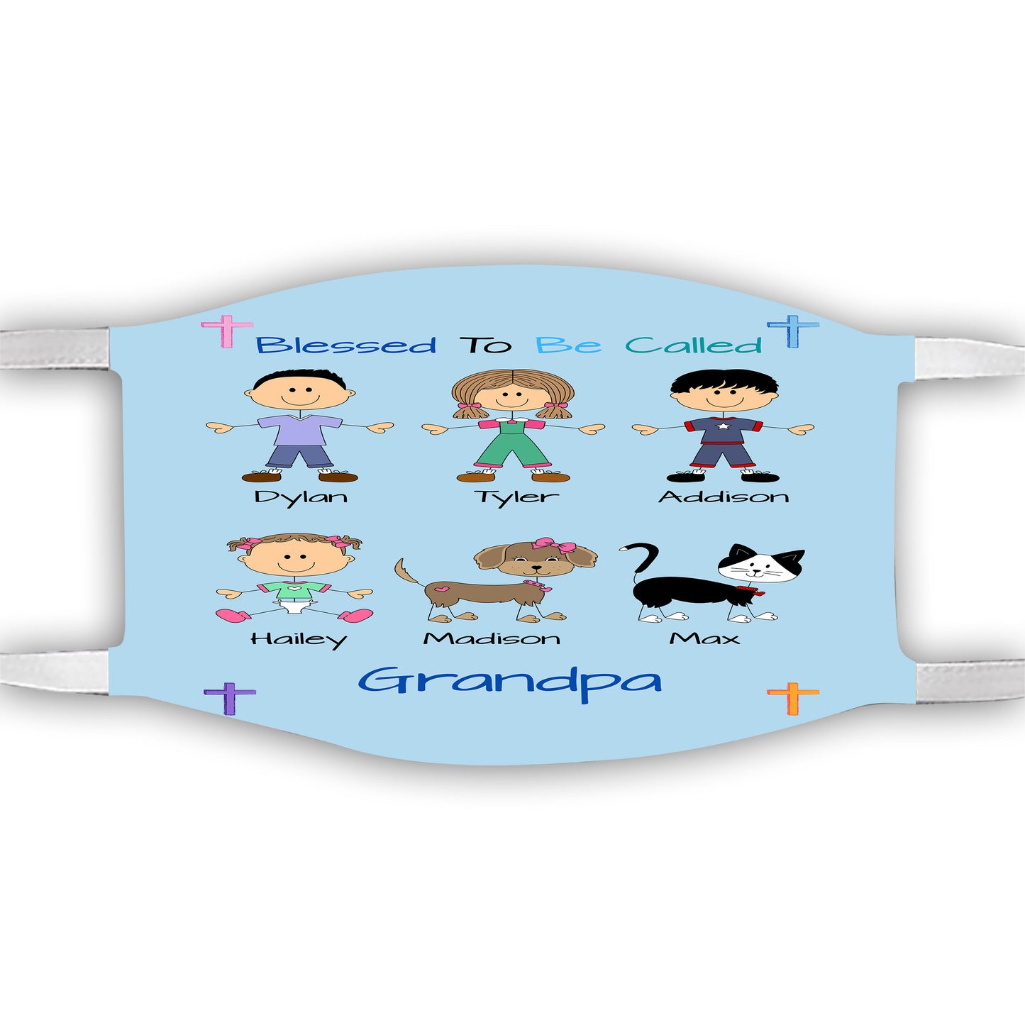Personalized Blessed to be Called Dog Cat Pets Grandpa, Uncle, Dad, Husband or Brother Face Mask