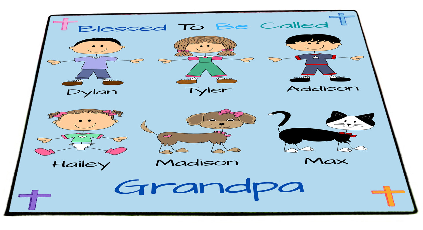 Personalized Blessed To be Called Dog Cat Pets Grandpa, Uncle, Dad, Husband or Brother Floormat