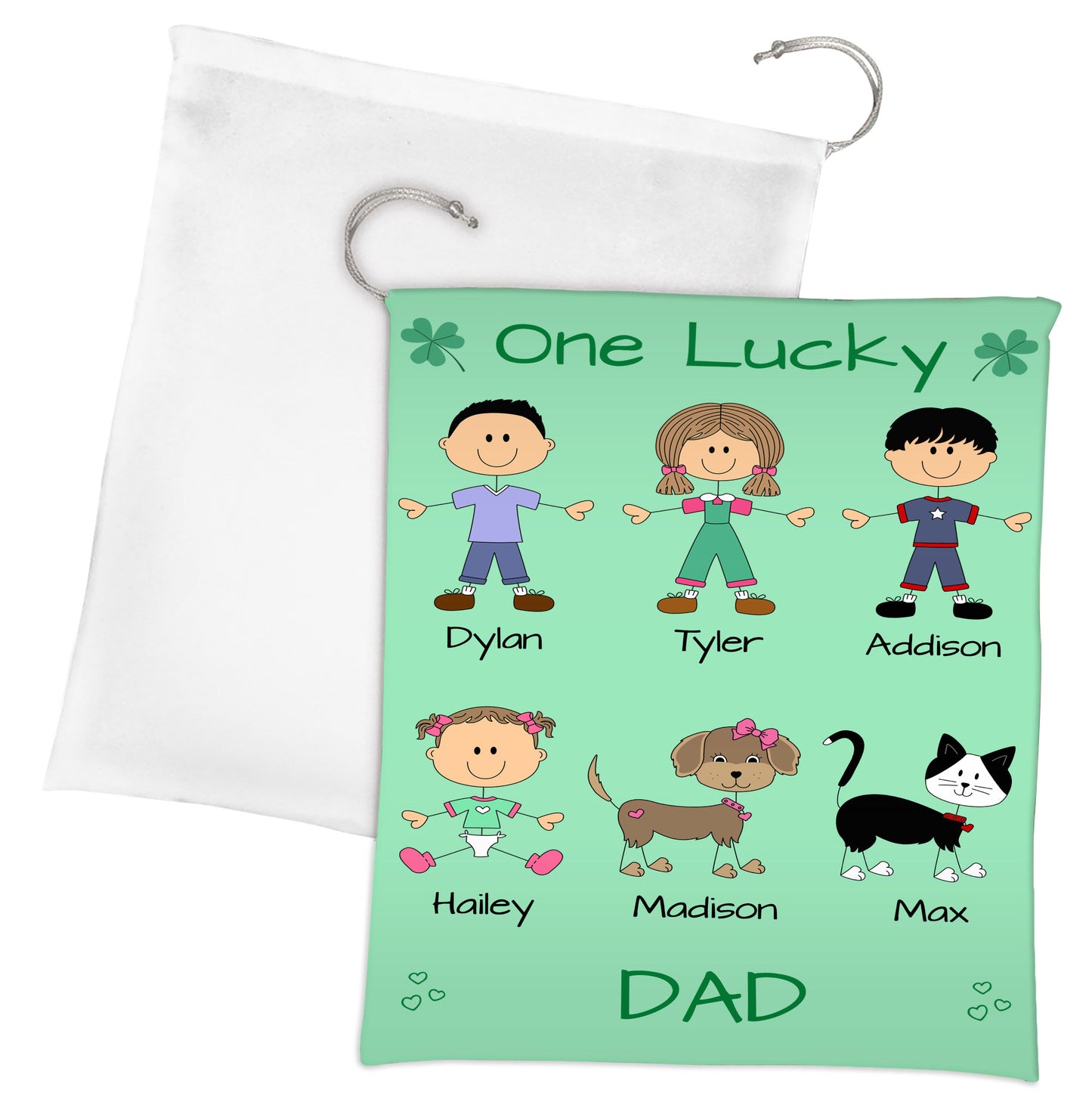 Personalized One Lucky Dog Cat Pets Grandpa, Uncle, Dad, Husband or Brother Gift Bag