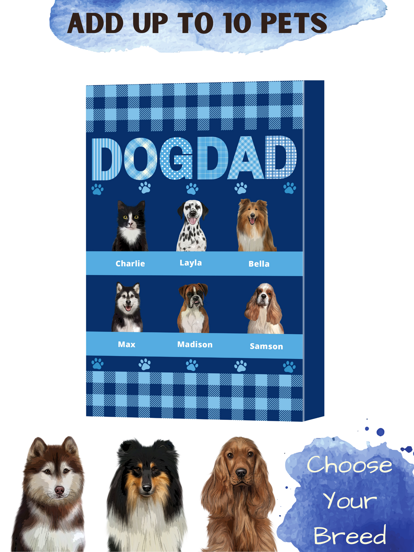 Personalized Dog DAD Pet Canvas Print Wall Art Décor