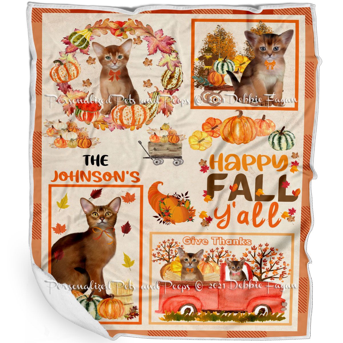 Personalized Happy Fall Y'all 2 Blanket