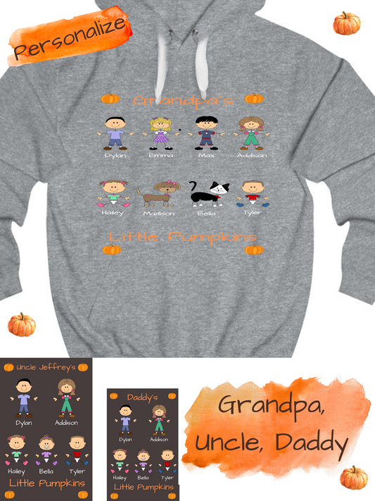 Personalized Dog Cat Pets Grandpa, Uncle, Dad, Husband or Brother's Little Pumpkins Men's Hoodie