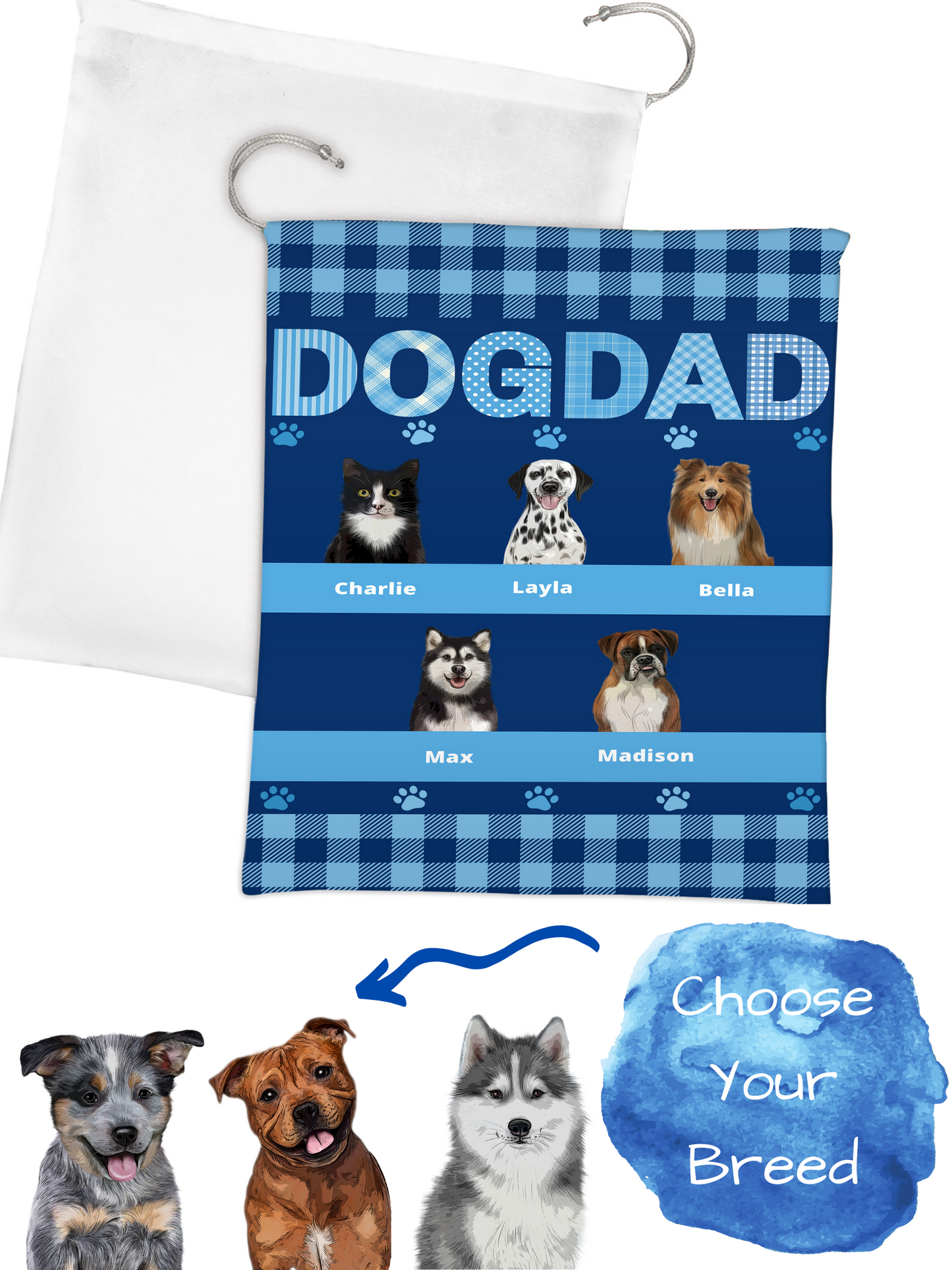 Personalized DAD Cat Dog Pet Gift Bag 1-10 Pets