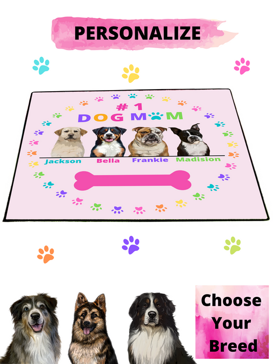 Personalized Dog Cat Pets #1 Mom Floormat 1-4 Pets