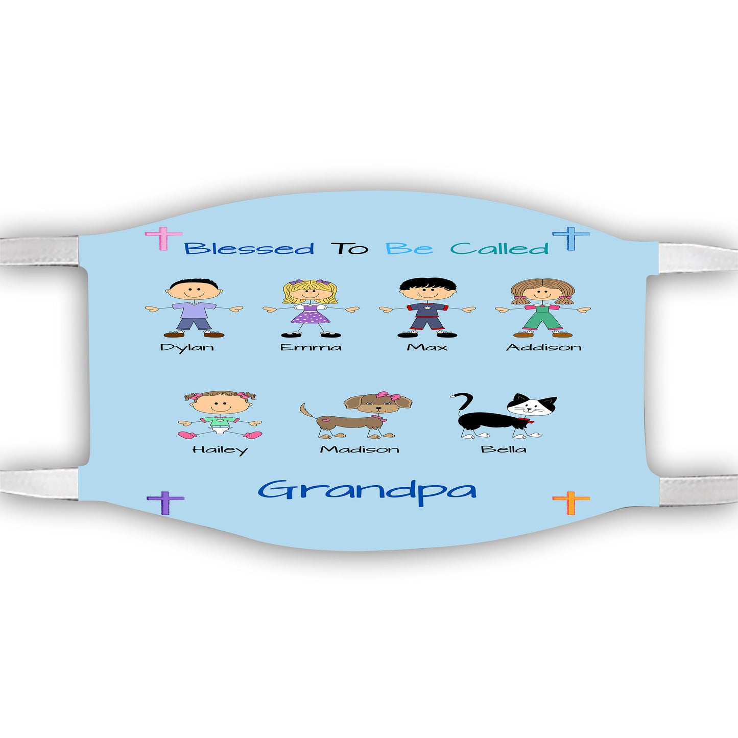 Personalized Blessed to be Called Dog Cat Pets Grandpa, Uncle, Dad, Husband or Brother Face Mask