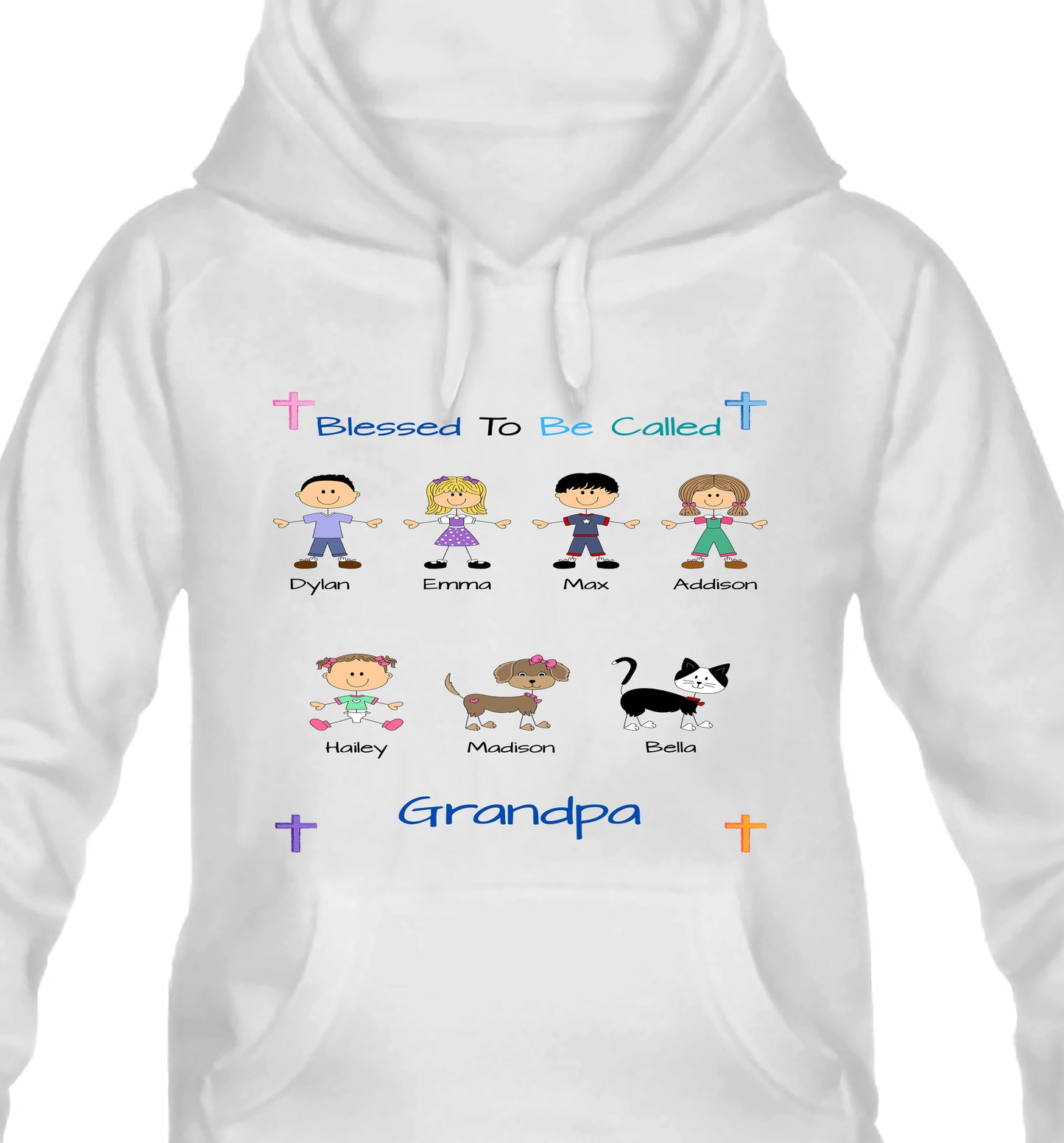 Personalized Blessed To Be Called Dog Cat Pets Grandpa, Uncle, Dad, Husband or Brother Men's & Women's Hoodie