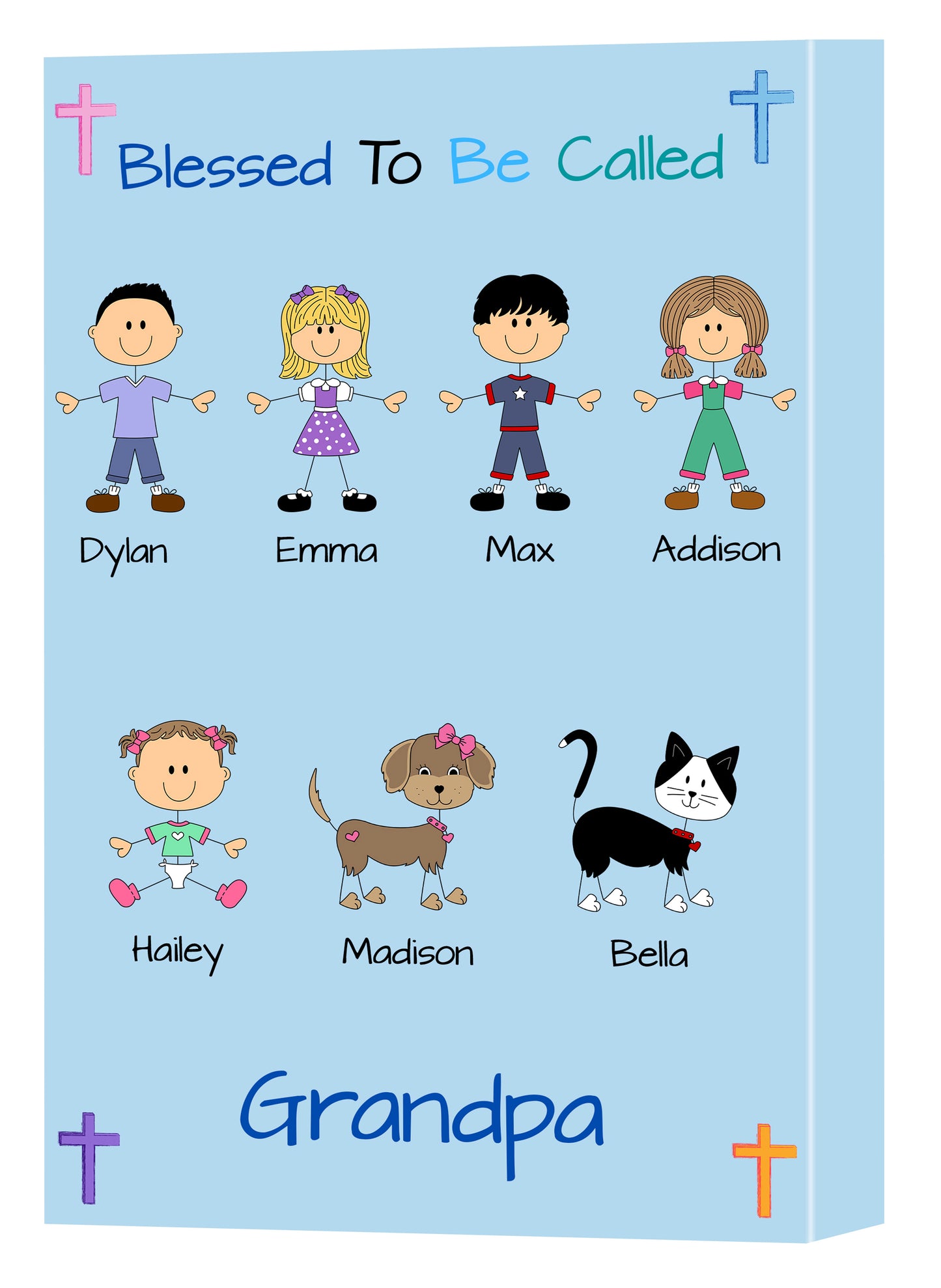 Personalized Blesses To Be Called Dog Cat Pets Grandpa, Uncle, Dad, Husband or Brother Canvas Print Wall Art Décor