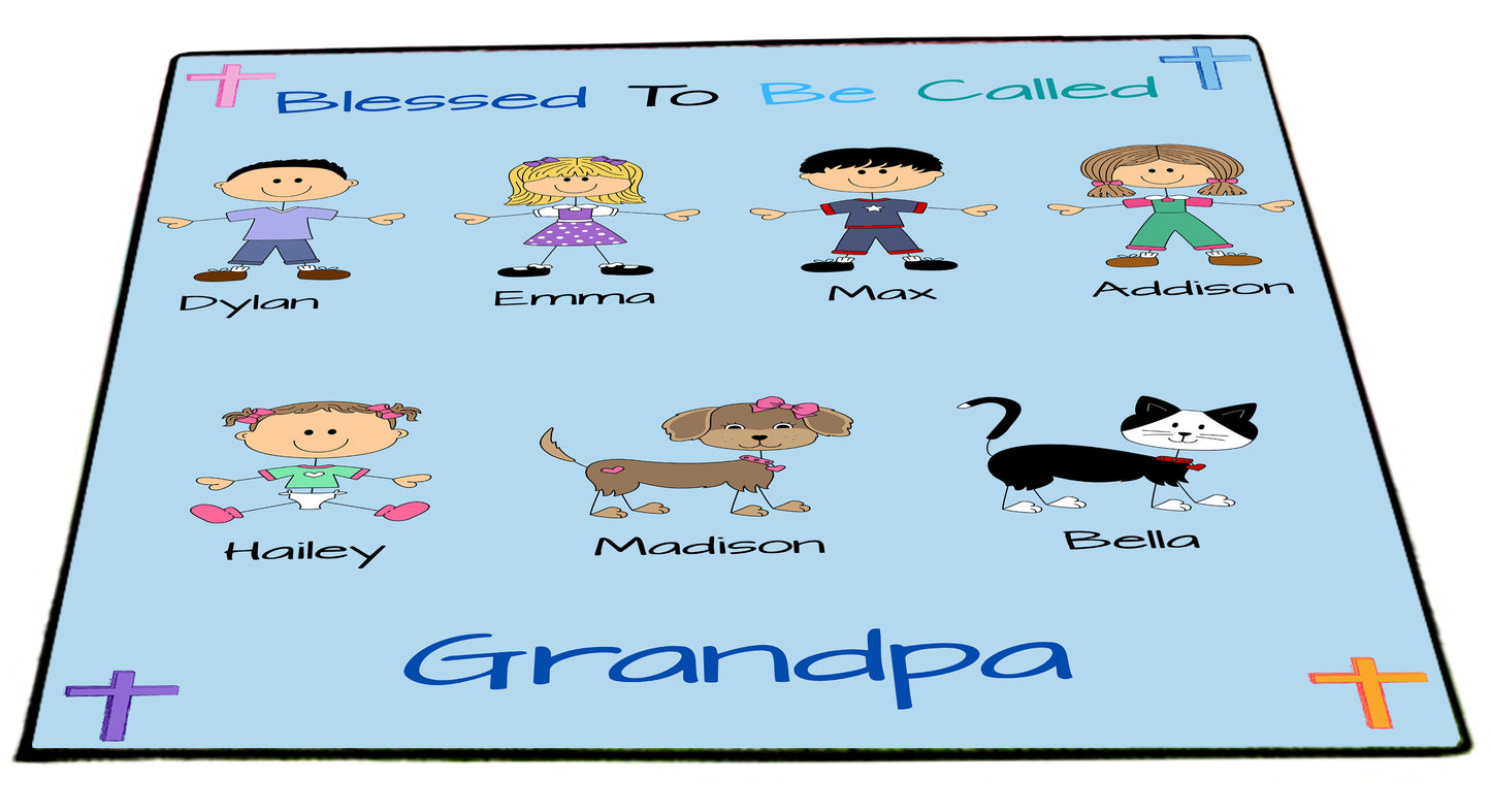 Personalized Blessed To be Called Dog Cat Pets Grandpa, Uncle, Dad, Husband or Brother Floormat