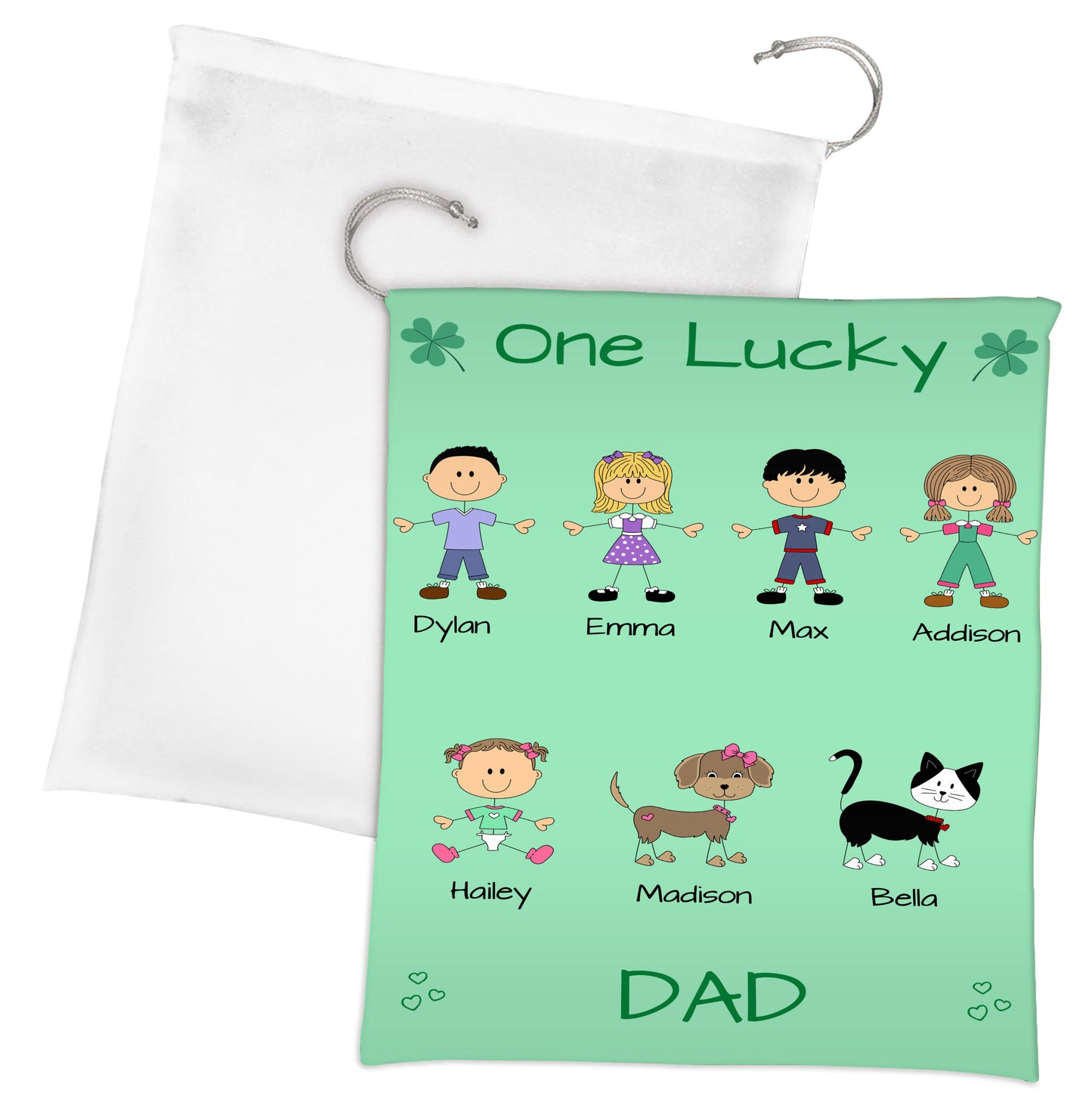 Personalized One Lucky Dog Cat Pets Grandpa, Uncle, Dad, Husband or Brother Gift Bag