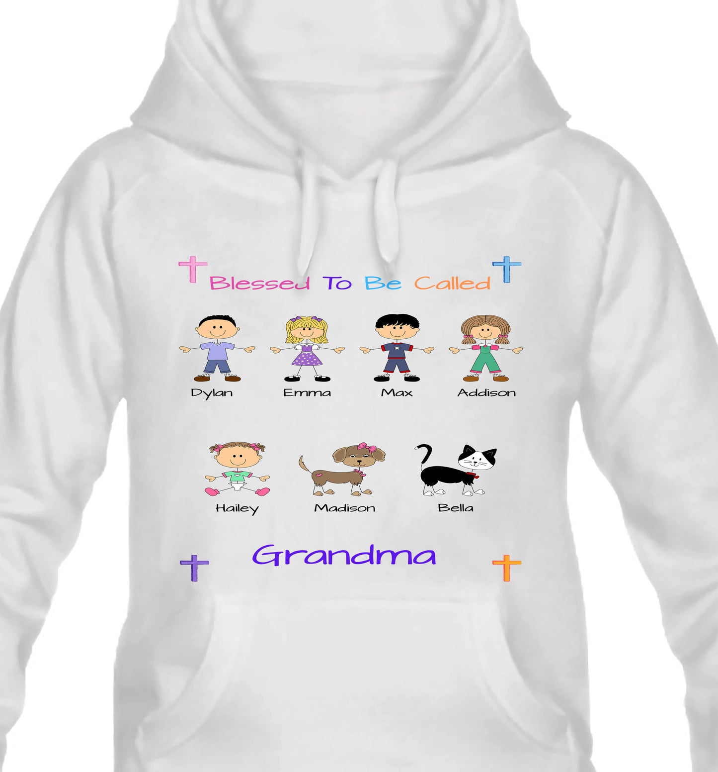 Personalized Blessed To Be Called Dog Cat Pets Grandma, Aunt, Mom, Wife or Sister Men's & Women's Hoodie