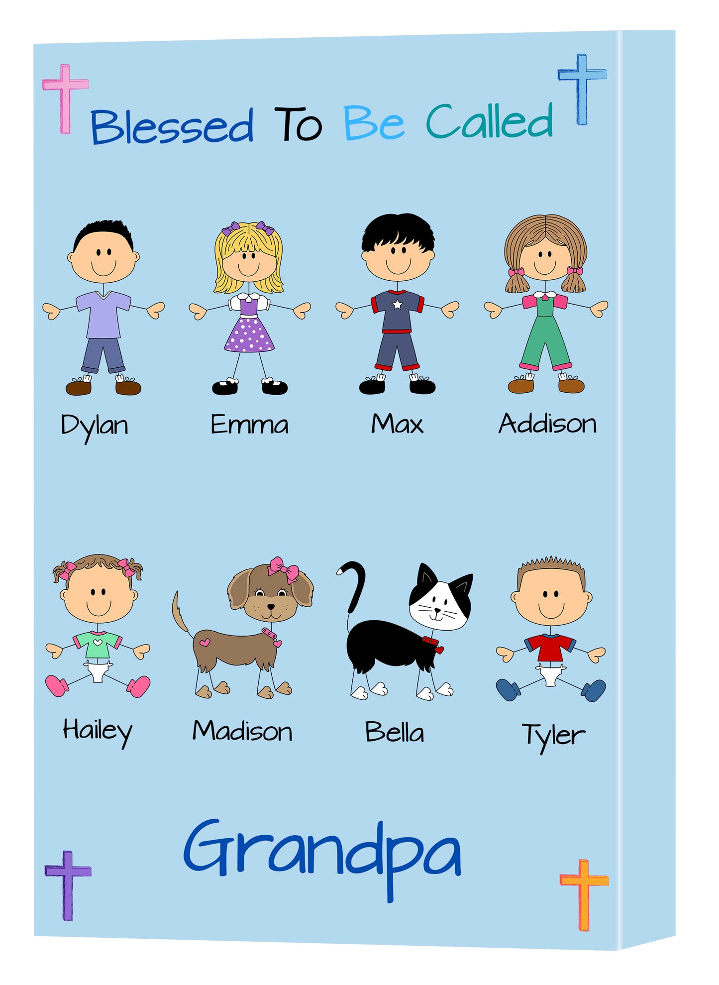 Personalized Blesses To Be Called Dog Cat Pets Grandpa, Uncle, Dad, Husband or Brother Canvas Print Wall Art Décor