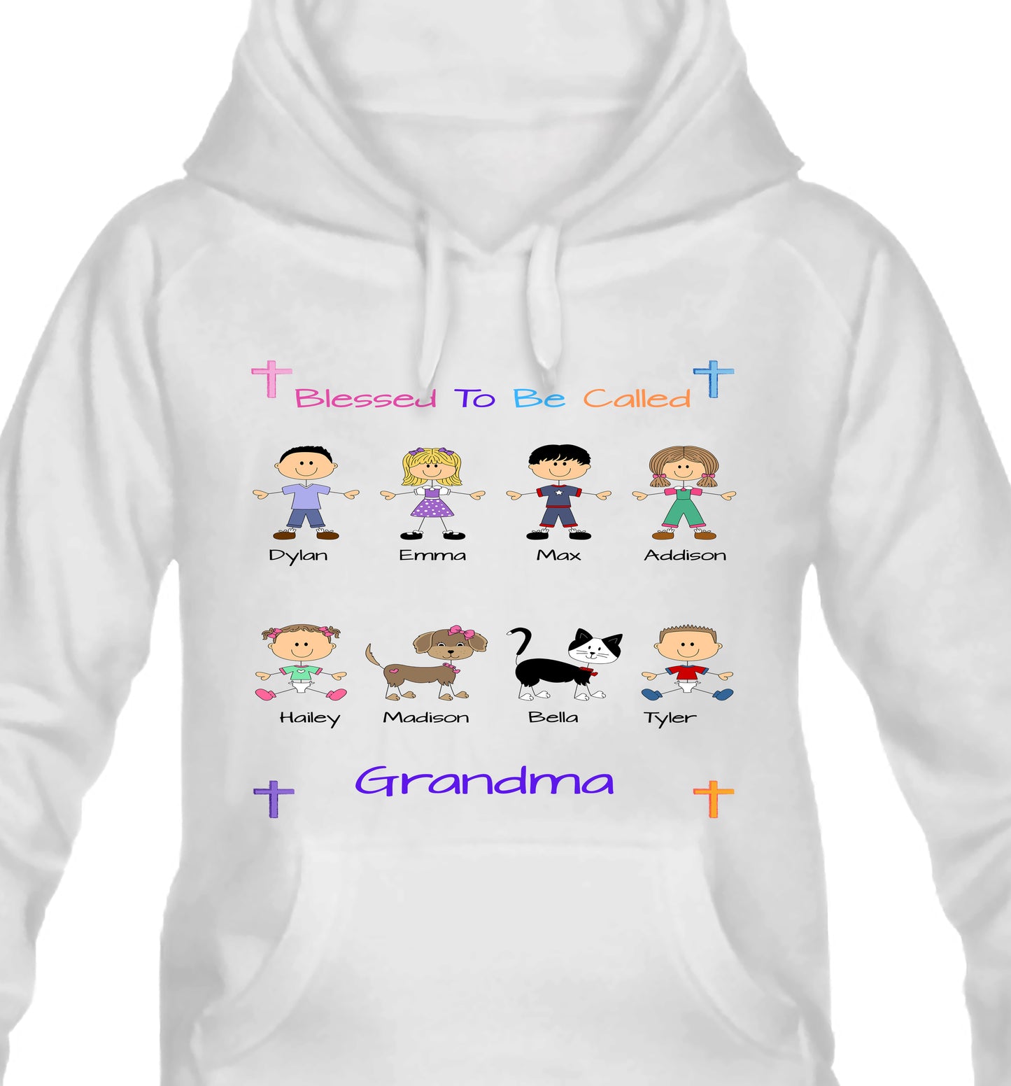 Personalized Blessed To Be Called Dog Cat Pets Grandma, Aunt, Mom, Wife or Sister Men's & Women's Hoodie